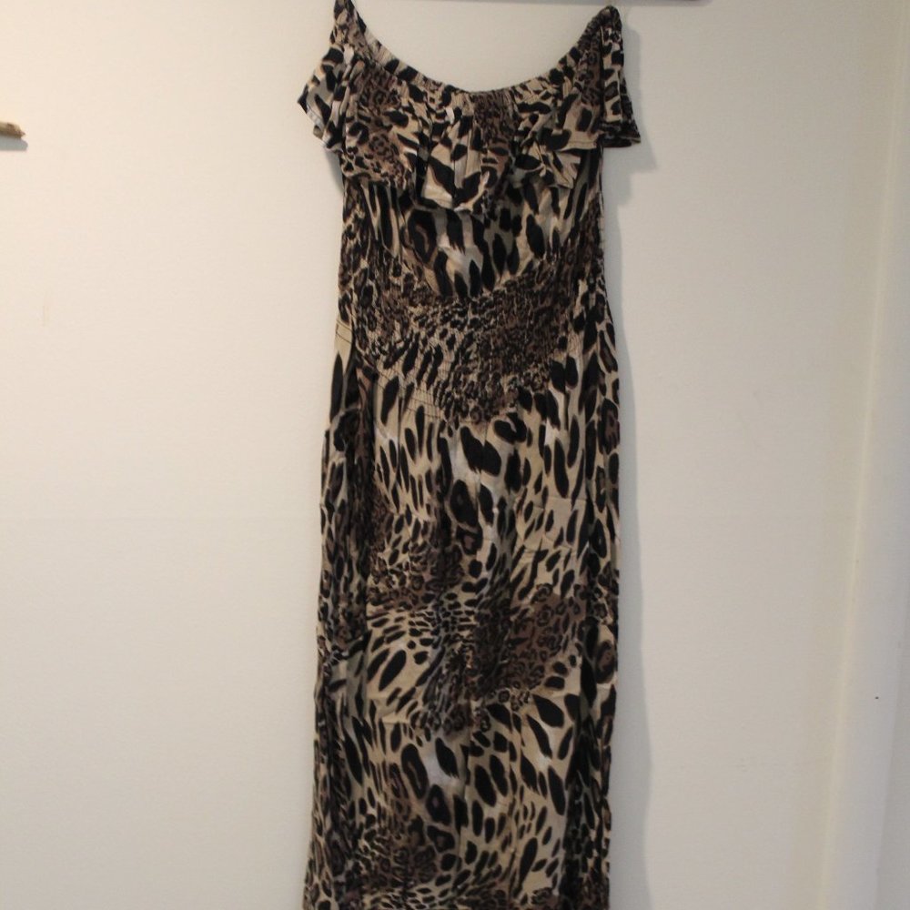 Strapless Animal Print Maxi